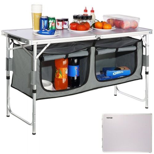 VEVOR Quick Set-up Folding Camping Table with Carrying Bag, 3 Adjustable Heights - Lot 449