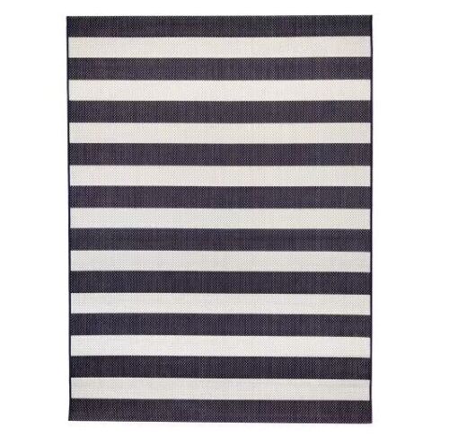 Hampton Bay Nautical Stripes Navy 8 ft. x 10 ft. Indoor/Outdoor Patio Area Rug - Lot 460