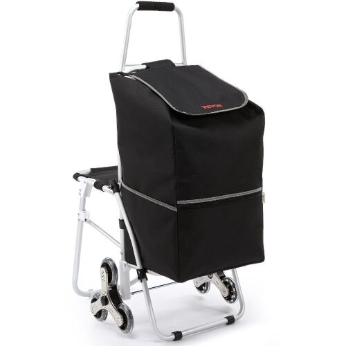 VEVOR Stair Climbing 50L Foldable Shopping Cart w/ Waterproof Bag & Seat - Lot 448