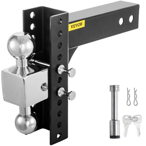 VEVOR 8" Rise & Drop Hitch Ball Mount 2.5" Receiver 22,000 LBS Rating, 2 and 2-5/16 Inch Stainless Steel Balls w/ Key Lock - Lot 339