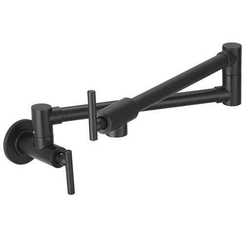 VEVOR Solid Brass Commercial Wall Mount Kitchen Pot Filler Faucet with Matte Black Finish, 24.4" - Lot 454