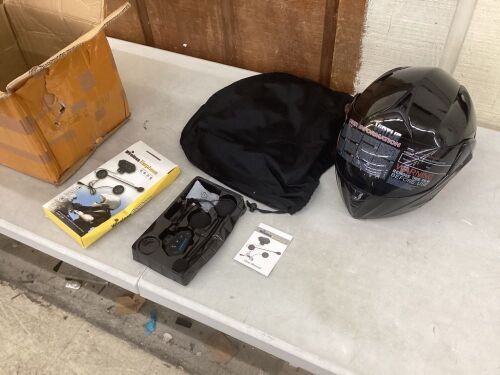 Full Face Motorcycle Helmet with Wireless Headset  - Lot 168