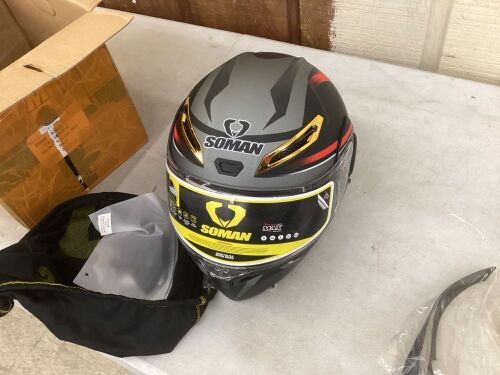 Soman Full Face Motorcycle Helmet with Wireless Headset  - Lot 178