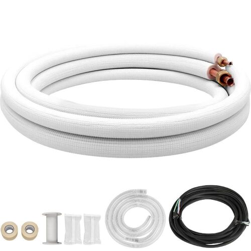 VEVOR Copper Line Set 16ft Length, 1/2" & 1/4" OD Copper Pipes for Mini Split Air Conditioner, for 12000 BTU - Lot 497
