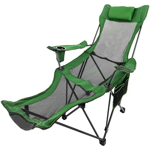 VEVOR Folding Mesh Camp Lounge Chair with Footrestm Cup Holder and Storage Bag - Lot 568