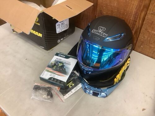 Full Face Motorcycle Helmet with Bluetooth Headset  - Lot 316