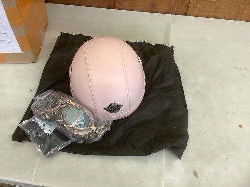 Half Face Motorcycle Helmet with Goggles  - Lot 343