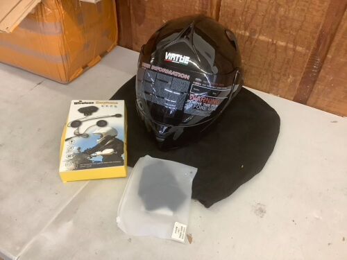 Full Face Motorcycle Helmet with Wireless Headset  - Lot 363