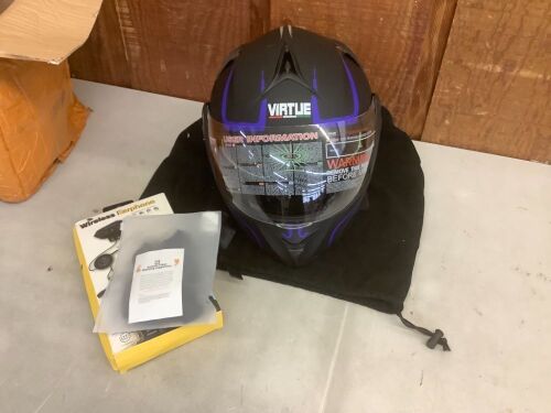Full Face Motorcycle Helmet with Wireless Headset - Lot 726