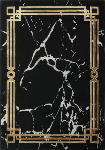Antep Rugs Babil Gold Abstract Marble Geometric Indoor Area Rug, 6'7" x 9' - Lot 504