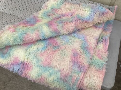 Fuzzy Rainbow Rug with Padding 6' x 9' - Lot 514