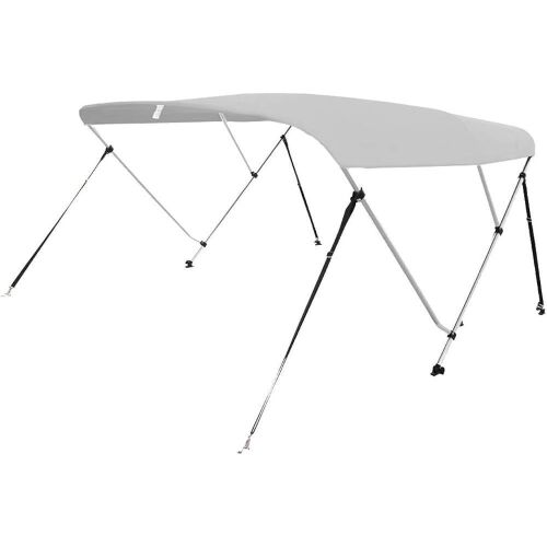 VINGLI 3 Bow Bimini Top for Boats with 4 Straps Support Poles Mounting Hardwares & Storage Boot, 6'L x 46" H x 73"-78" W, Light Gray - Lot 538