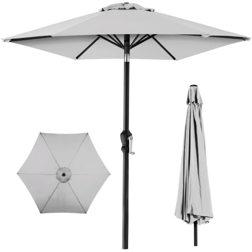 Outdoor Steel Market Patio Umbrella Decoration w/ Tilt, Crank Lift - Lot 1656