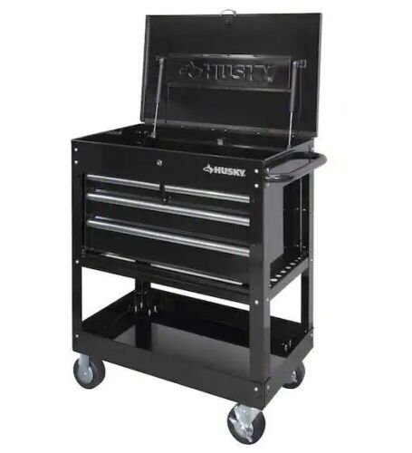 Husky 33 in. W 4-Drawer Mechanics Tool Utility Cart in Gloss Black - Lot 19