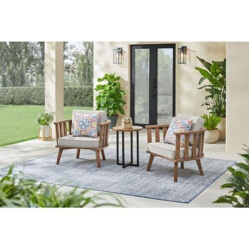 Hampton Bay Sage Point Brown 3 Piece Wood Outdoor Patio Set  - Lot 26