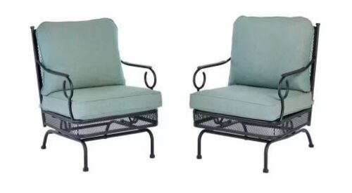 Hampton Bay Amelia Springs Rocking Outdoor Lounge Chair with Spa Cushions, Set of 2  - Lot 33