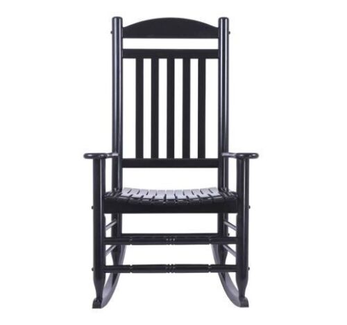Hampton Bay Black Wooden Outdoor Rocking Chair - Lot 151