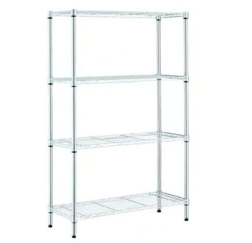 HDX 4-Tier Steel Wire Shelving Unit in Chrome 36 in. W x 54 in. H x 14 in. D - Lot 188