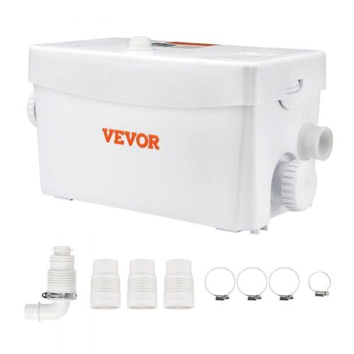 VEVOR Macerator Sewerage Sump Pump with 3 Water Inlets, 350W, 6000 L/h Flow, 23 ft/7 m Head - Lot 270