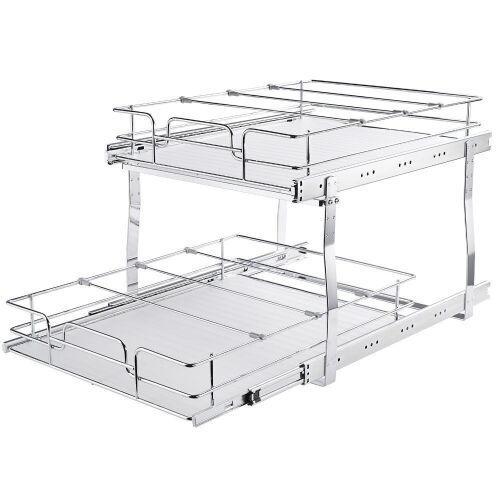 VEVOR 2 Tier 19"W x 20"D Heavy Duty Pull Out Cabinet Organizer - Missing Hardware - Lot 681