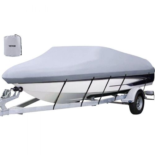 VEVOR 16'-18.5' Trailerable Boat Cover, Beam Width up to 98" V Hull, Heavy Duty 600D Marine Grade Polyester  - Lot 701