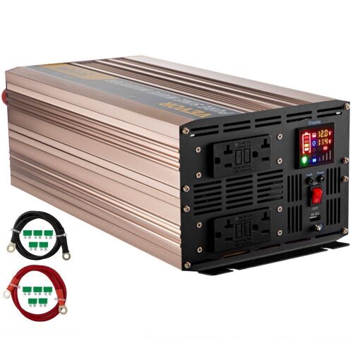 VEVOR 3000 Watt Pure Sine Wave Power Inverter, DC 12V to AC 110V, with LCD Display, 5V USB Port, AC Outlets - Broken Plastic Piece - Lot 740