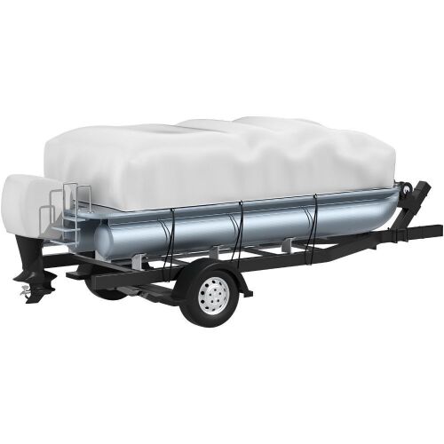 VEVOR UV Resistant Waterproof Trailerable Pontoon Boat Cover, Fit for 21'-24' Boat, Heavy Duty 600D Marine Grade Oxford Fabric - Lot 741