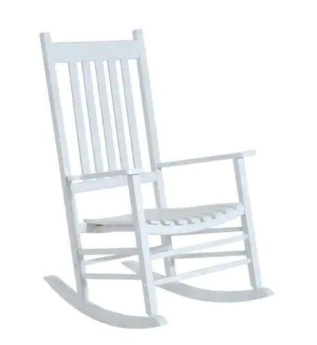 Outsunny Versatile White Wooden Indoor/Outdoor High Back Slat Rocking Chair - Lot 152