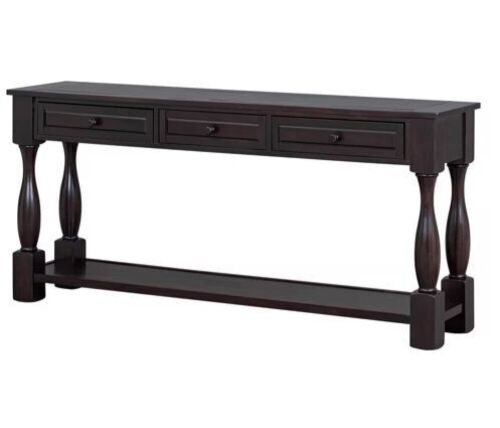 Harper & Bright Designs 64 in. Espresso Standard Rectangle Wood Console Table with Drawers - Lot 53