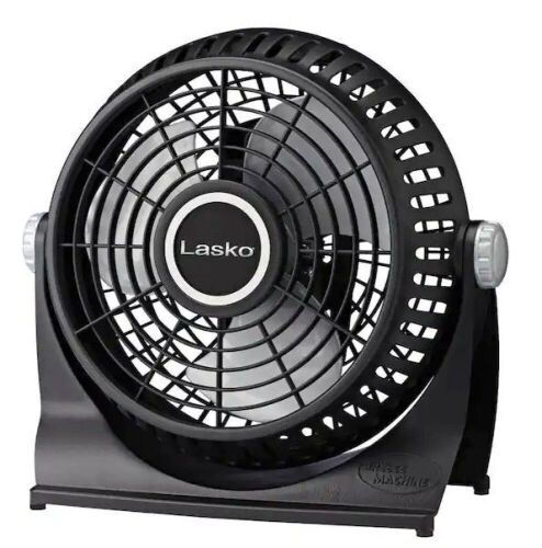 Lasko Breeze Machine 10 in. 2 Speed Black Desk Fan with 360 Degree Pivoting Fan Head - Lot 624