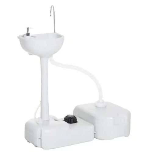 kleankin 19.75 in. x 32.75 in. Grey Camping Sink Wash Station Basin with 4.5 Gal. Tank and Soap Dispenser - Lot 357