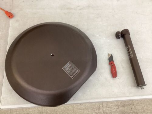 California Umbrella 75 lbs. Steel Round Patio Umbrella Base in Bronze - Small Chip on Top  - Lot 365