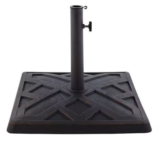 Square Metal Patio Umbrella Base in Antique Bronze - Lot 367