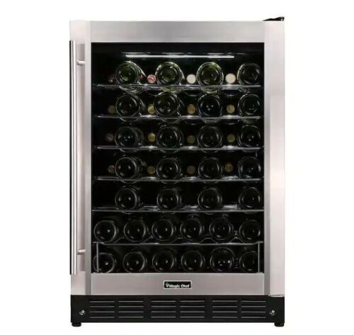 Magic Chef 23.4 in. W 50-Bottle Wine Cooler in Stainless Steel - Lot 39