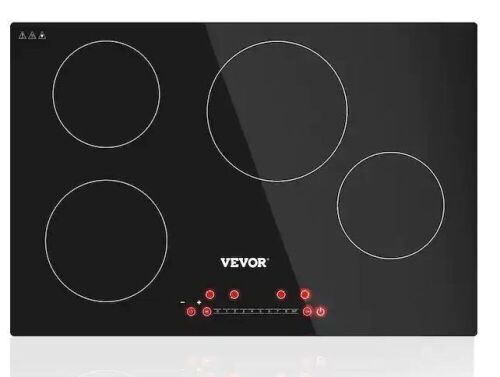 VEVOR 30.3 x 20.5 in. Built-in Induction Electric Cooktop in Black Stove Top with 4 Modular Burners Ceramic Glass - Lot 94