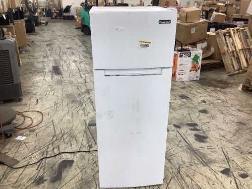 Magic Chef 7.3 cu. ft. 2-Door Mini Fridge in White with Freezer - Missing Front Foot Leveler  - Lot 158