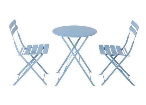 Blue 3-Piece Metal Round Outdoor Bistro Set - Lot 183