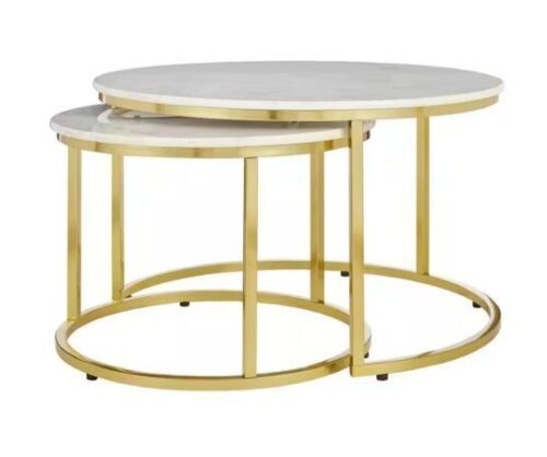 Cheval 2-Piece 31 in. Gold/Marble Medium Round Coffee Table Set - Lot 93