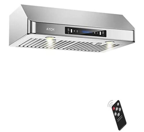 iKTCH 30 in. 900 CFM Ducted Under Cabinet Range Hood in Stainless Steel 4 Speed Gesture Sensing and Touch Control Panel - Lot 187