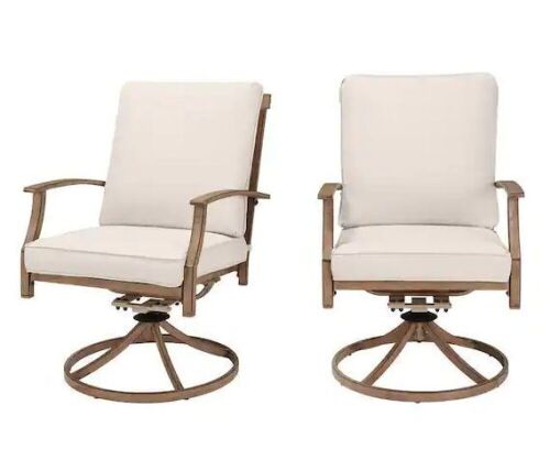 Hampton Bay Geneva Steel Swivel Patio Dining Chairs, 4 Pk  - Lot 35