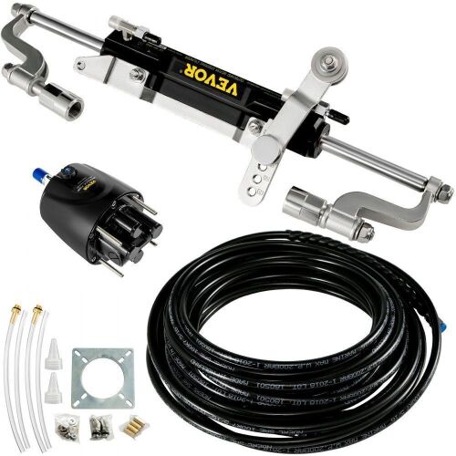 VEVOR 300HP Hydraulic Steering Compact Cylinder Hydraulic Outboard Steering Kit with Helm Pump  - Lot 320