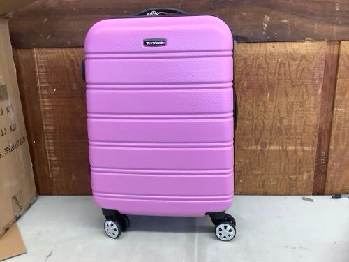 Rockland Melbourne 20 in. Expandable Carry on Hardside Spinner Luggage, Pink - Lot 309