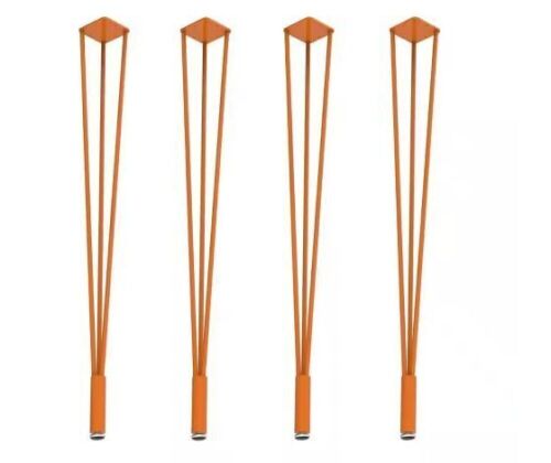 Kingsman 28-3/8 in. Orange Color Solid Steel Metal 3 Rods Hairpin Table Leg with Adjustable Base, 4-Pack - Lot 321