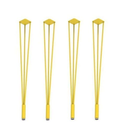 Kingsman 28-3/8 in. Yellow Color Solid Steel Metal 3 Rods Hairpin Table Leg with Adjustable Base, 4-Pack - Lot 603