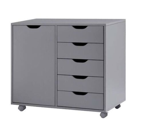 HOMESTOCK Amy Gray 5-Drawer Office Storage Cabinet with Shelves - Lot 82