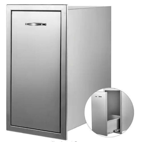 VEVOR 13.6 in. W x 26 in. H x 19.3 in. D Lower Sliding Rails Stainless Steel Outdoor Kitchen Trash Drawer with Handle - Lot 256