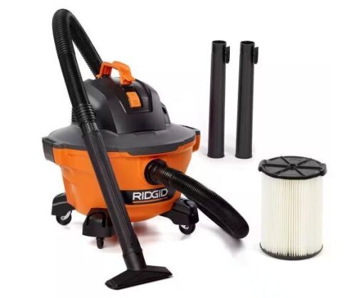 RIDGID 6 Gallon 3.5 Peak HP NXT Wet/Dry Shop Vacuum with Filter, Locking Hose and Accessories - Lot 410