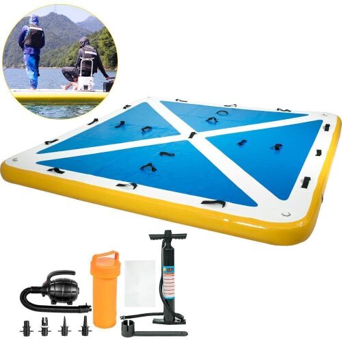VEVOR 8 x 8 ft Inflatable Floating Dock Platform with Electric Air Pump - Lot 60