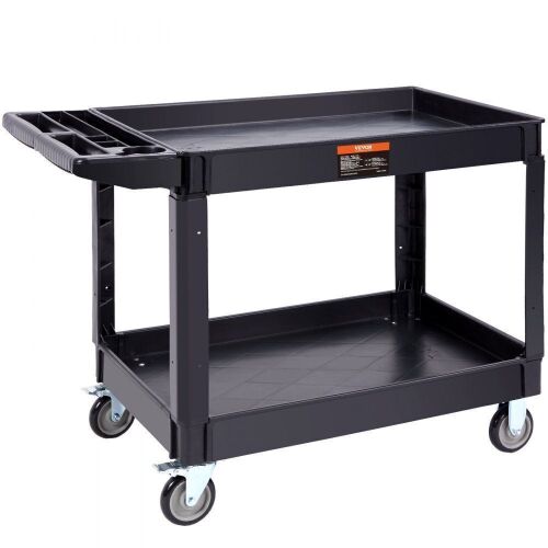 VEVOR 2 Shelf 550LBS Heavy Duty Plastic Rolling Utility Cart with 360° Swivel Wheels  - Lot 73