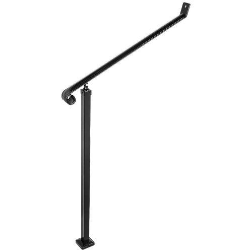 VEVOR Wrought Iron Handrail for Outdoor Steps 2-3 Step, Wall and Floor Mounted - Missing Hardware - Lot 595